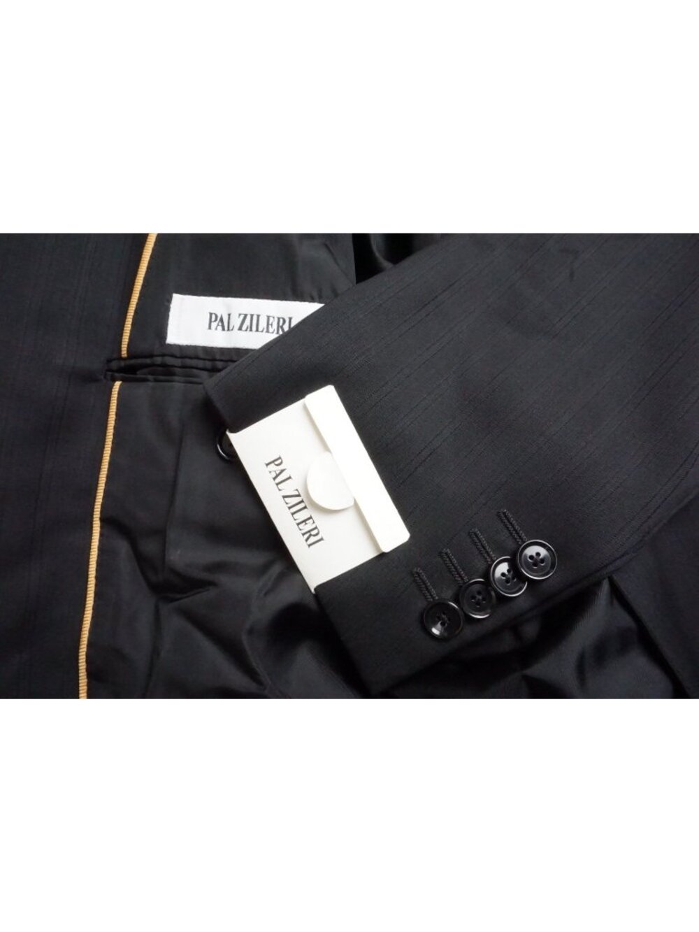 Pal Zileri Black Striped 100% Wool 2 Pc Suit Jacket Pants 36R US BRAND NEW